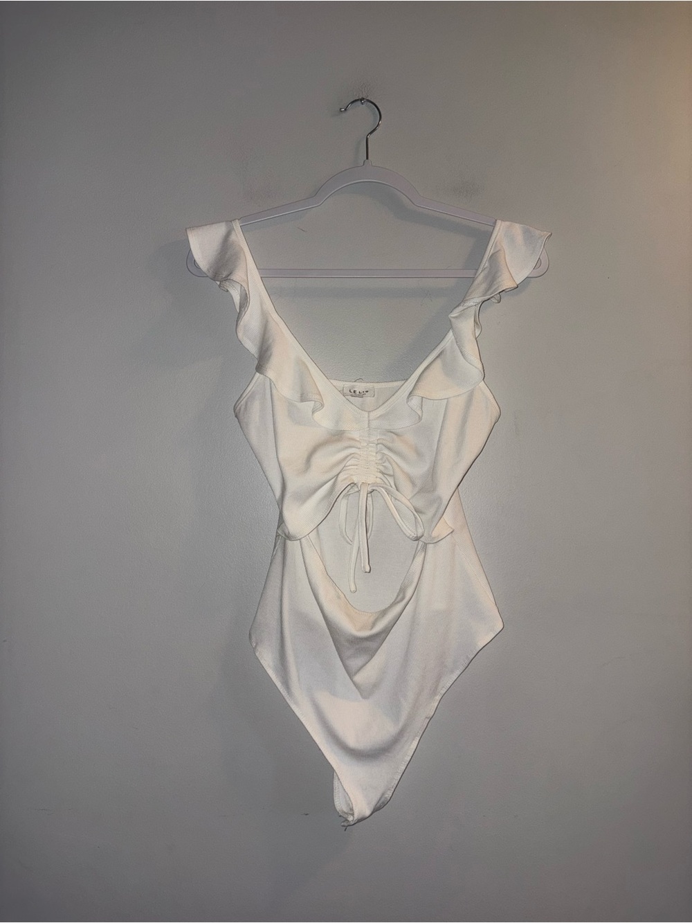 Le Lis Collection • White Cinched Drawstring Bodysuit